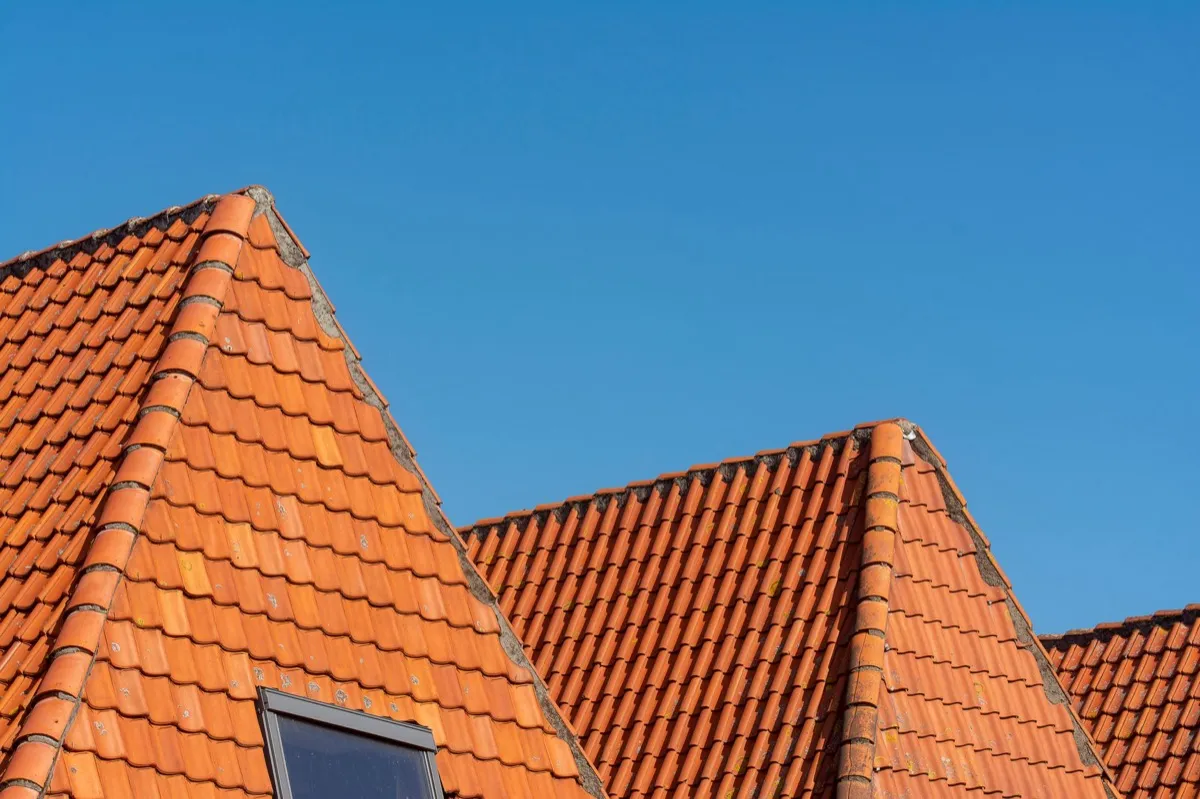 Clay barrel tile rooflines on homes in Jackson, TN